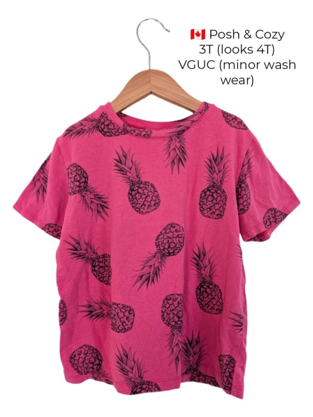 Posh & Cozy Bamboo Pink Pineapple Tee 4T Girls Clothing